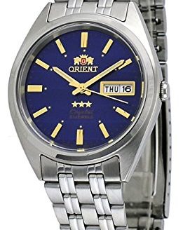 Orient #FAB0000DD Men's 3 Star Stainless Steel Blue Dial Day Date Automatic Watch