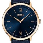 Hugo Boss Men's 40mm Blue Leather Band Steel Case Quartz Analog Watch 1513648