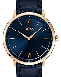 Hugo Boss Men's 40mm Blue Leather Band Steel Case Quartz Analog Watch 1513648