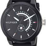 Tommy Hilfiger Men's Denim Quartz Watch with Silicone Strap, Black, 19.4 (Model: 1791483)