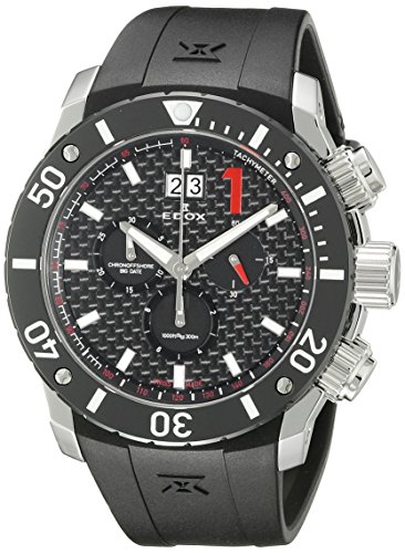 Edox Men's 10020 3 NIN Chronoffshore Analog Display Swiss Quartz Black Watch