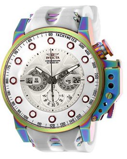 Invicta Men's I- I-Force Stainless Steel Quartz Watch with Silicone Strap, White, 24 (Model: 25277)