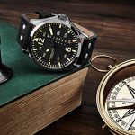 Stuhrling Original Mens Leather Watch -Aviation Watch, Quick-Set Day-Date