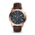 Fossil Men's Grant Quartz Stainless Steel and Leather Chronograph Watch Color: Rose Gold-Tone Brown (Model: FS5068)