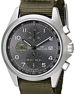 Glycine Unisex 3924-10AT-TB2 "Combat" Stainless Steel Automatic Watch with Green Nylon Band