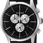 Nixon Men's 'Sentry Chrono' Quartz Metal and Leather Watch, Color:Black (Model: A405000-00)