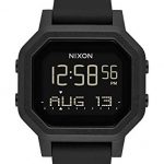 NIXON Siren A1210 - All Black - 100m Water Resistant Women's Digital Sport Watch (38mm Watch Face, 18mm-16mm Pu/Rubber/Silicone Band)