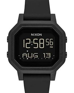 NIXON Siren A1210 - All Black - 100m Water Resistant Women's Digital Sport Watch (38mm Watch Face, 18mm-16mm Pu/Rubber/Silicone Band)