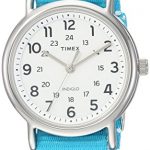 Timex Women's Weekender Blue Floral Reversible Nylon Slip-Thru Strap Watch