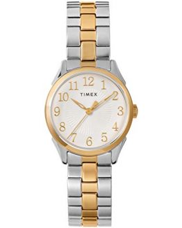 Timex Women's TW2T45500 Briarwood 28mm Two-Tone/White Stainless Steel Expansion Band Watch