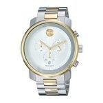 Movado Men's BOLD Metals Chronograph Watch with Printed Index Dial, Silver/Grey/Gold (3600432)