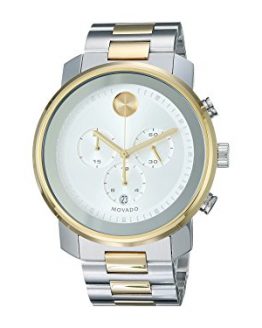 Movado Men's BOLD Metals Chronograph Watch with Printed Index Dial, Silver/Grey/Gold (3600432)