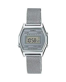 Casio LA690WEM-7 Women's Vintage Youth Silver Mesh Band Alarm Chronograph Digital Watch