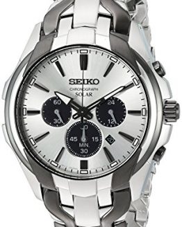 Seiko Men's Solar Chronograph Japanese-Quartz Watch with Two-Tone-Stainless-Steel Strap, 20 (Model: SSC635)