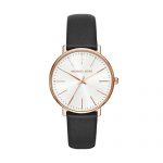 Michael Kors Women's Pyper Stainless Steel Quartz Watch with Leather Strap, Black, 18 (Model: MK2834)