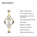 Movado Women's Aleena Two-Tone Watch with a Concave Dot Museum Dial, Gold/Silver