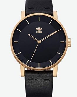 Adidas Watches District_L1. Genuine Leather Strap Watch, 20mm Width (Gold/Black/Sunray. 40 mm).