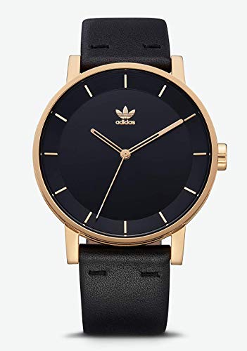 Adidas Watches District_L1. Genuine Leather Strap Watch, 20mm Width (Gold/Black/Sunray. 40 mm).