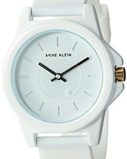 Anne Klein Women's Quartz Metal and Silicone Dress Watch, Color:White