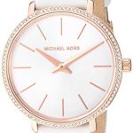 Michael Kors Women's Pyper Stainless Steel Quartz Watch with Leather Strap, Rose Gold/White, 14