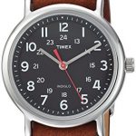 Timex Unisex TW2R63100 Weekender 38 Brown/Black Leather Slip-Thru Strap Watch