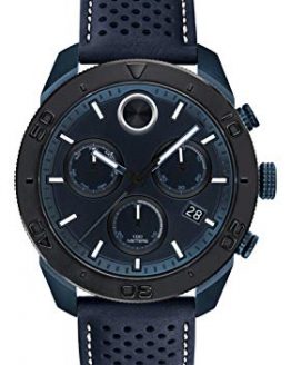 Movado Men's BOLD Sport PVD Chronograph Watch with a Printed Index Dial, Black/Blue (Model 3600516)