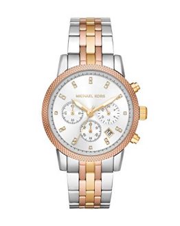 Michael Kors Women's Ritz Chronograph Tri-Tone Satinless Steel Watch MK6344