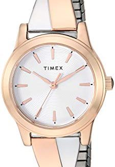 Timex Women's TW2R98900 Stretch Bangle Crisscross 25mm Rose Gold-Tone Expansion Band Watch