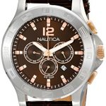 Nautica Unisex N22620G NCS 801 "Classic" Stainless Steel Watch with Brown Leather Band