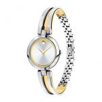 Movado Women's Aleena Two-Tone Watch with a Concave Dot Museum Dial, Gold/Silver