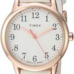 Timex Women's TW2T53900 Easy Reader 30mm Cream/Rose Gold-Tone Leather Strap Watch