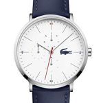 Lacoste Stainless Steel Quartz Watch with Leather Strap, Blue, 19.5 (Model: 2010975)