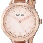 Fossil Women's Classic Minute Stainless Steel Quartz Watch with Leather Strap, Beige, 7.5 (Model: BQ3030)