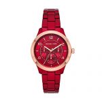 Michael Kors Women's Runway Quartz Watch with Stainless-Steel-Plated Strap, red, 18 (Model: MK6594)
