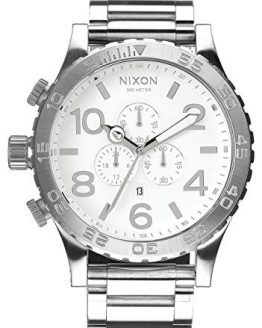 NIXON 51-30 Chrono A090 - High Polish/White - 307M Water Resistant Men's Analog Fashion Watch (51mm Watch Face, 25mm Stainless Steel Band)