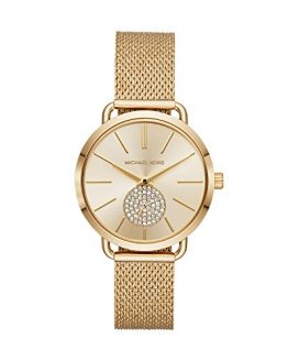 Michael Kors Women's Portia Analog-Quartz Watch with Stainless-Steel Strap, Gold, 16 (Model: MK3844)