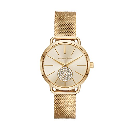 Michael Kors Women's Portia Analog-Quartz Watch with Stainless-Steel Strap, Gold, 16 (Model: MK3844)
