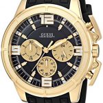 GUESS Men's Stainless Steel Japanese Quartz Watch with Textured Silicone Strap, Black, 21: ((Model: U1115G1))