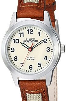 Timex Women's TW4B11900 Expedition Field Mini Brown/Natural Nylon/Leather Strap Watch