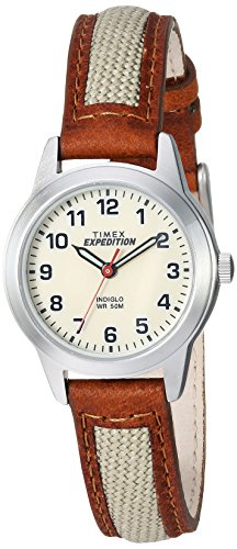 Timex Women's TW4B11900 Expedition Field Mini Brown/Natural Nylon/Leather Strap Watch