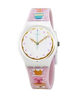 Swatch Originals High Tea White Dial Silicone Strap Ladies Watch GW191