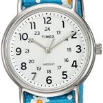 Timex Women's TW2R24000 Weekender Blue Floral Reversible Nylon Slip-Thru Strap Watch