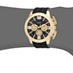 GUESS Men's Stainless Steel Japanese Quartz Watch with Textured Silicone Strap, Black