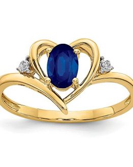 14k Yellow Gold Diamond Sapphire Band Ring Size 7.00 Stone Birthstone