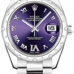 Rolex Datejust 31 Purple Diamond Dial White Gold and Steel Luxury Watch Ref. 178344