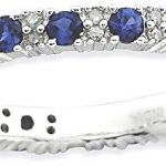 925 Sterling Silver Created Sapphire Diamond Band Ring