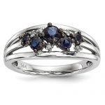 14k White Gold Diamond Sapphire Band Ring