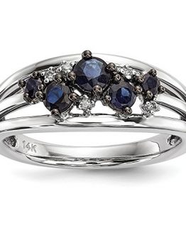 14k White Gold Diamond Sapphire Band Ring