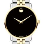 Movado Men's Museum Two Tone Watch with a Concave Dot Museum Dial, Gold/Silver/Black (Model 607200)