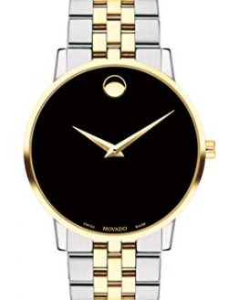 Movado Men's Museum Two Tone Watch with a Concave Dot Museum Dial, Gold/Silver/Black (Model 607200)